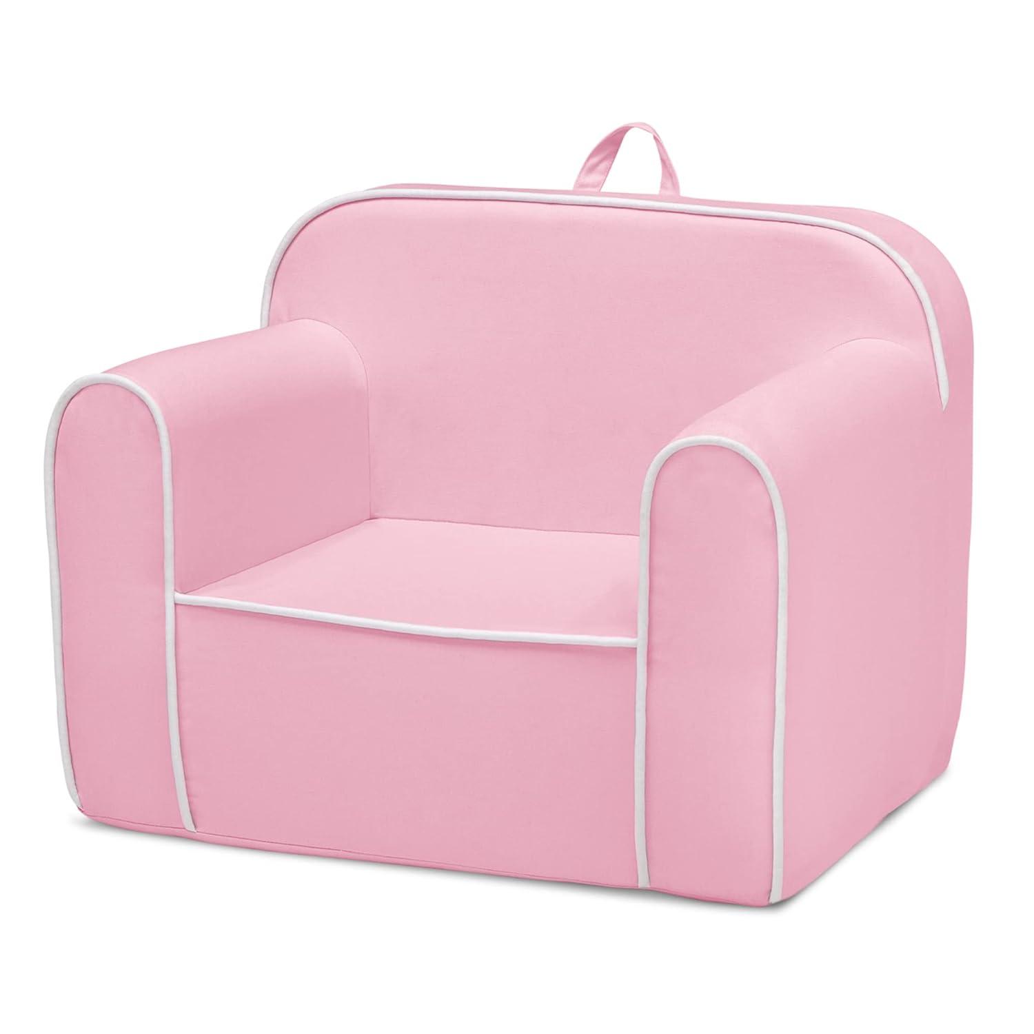 Delta Children Foam Snuggle Chair, Pink with White
