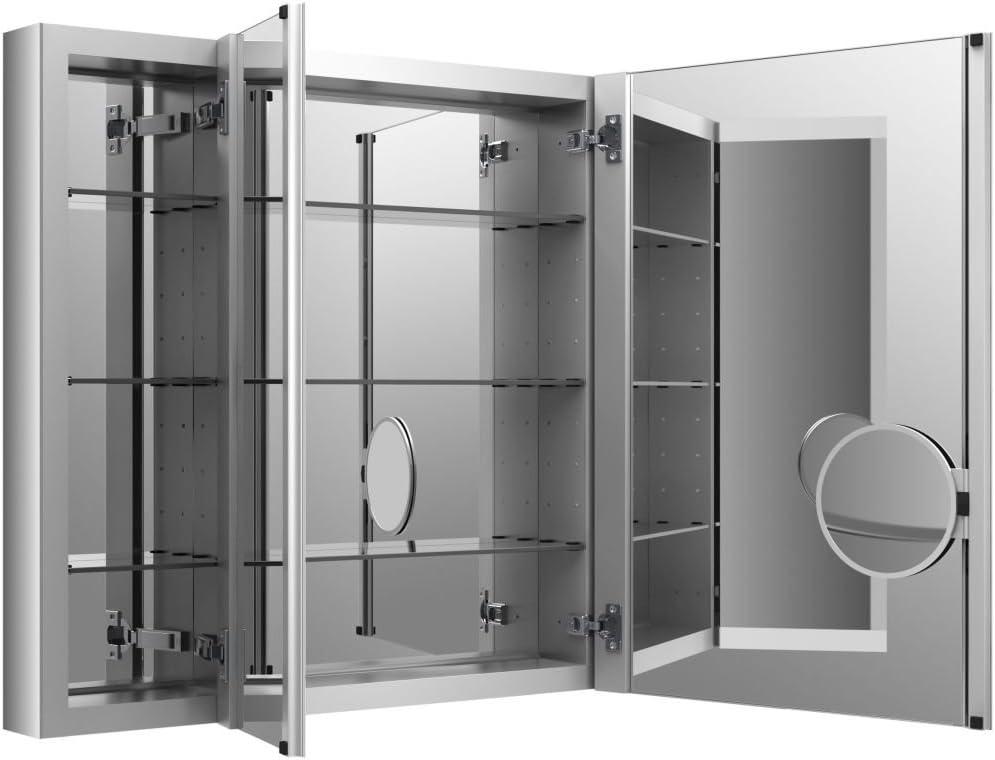 KOHLER Verdera® Aluminum Triple-Door Medicine Cabinet, Frameless with Adjustable Shelves