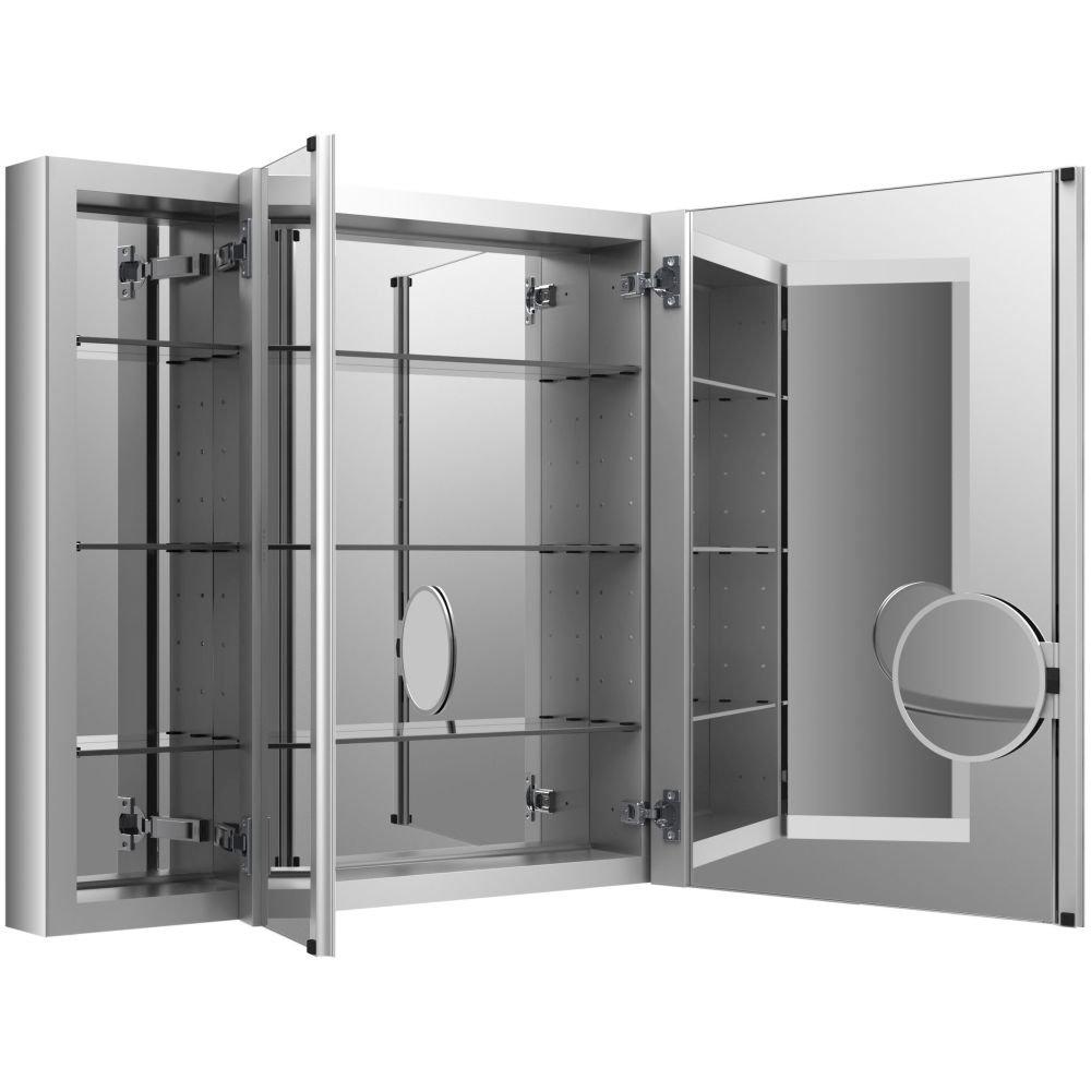 KOHLER Verdera® Aluminum Triple-Door Medicine Cabinet, Frameless with Adjustable Shelves