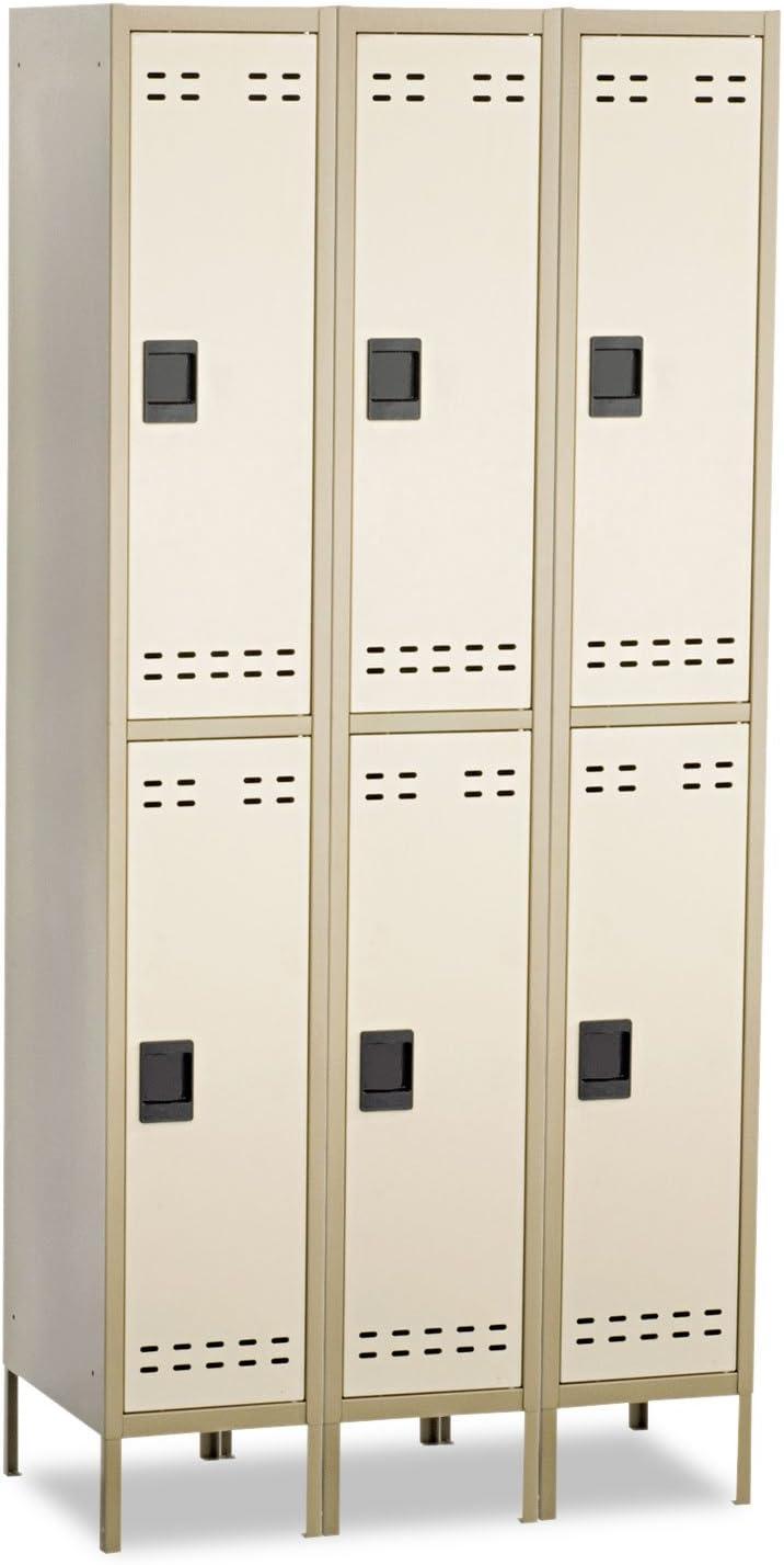 Two-Tone Tan Heavy Gauge Steel 6-Door Office Locker