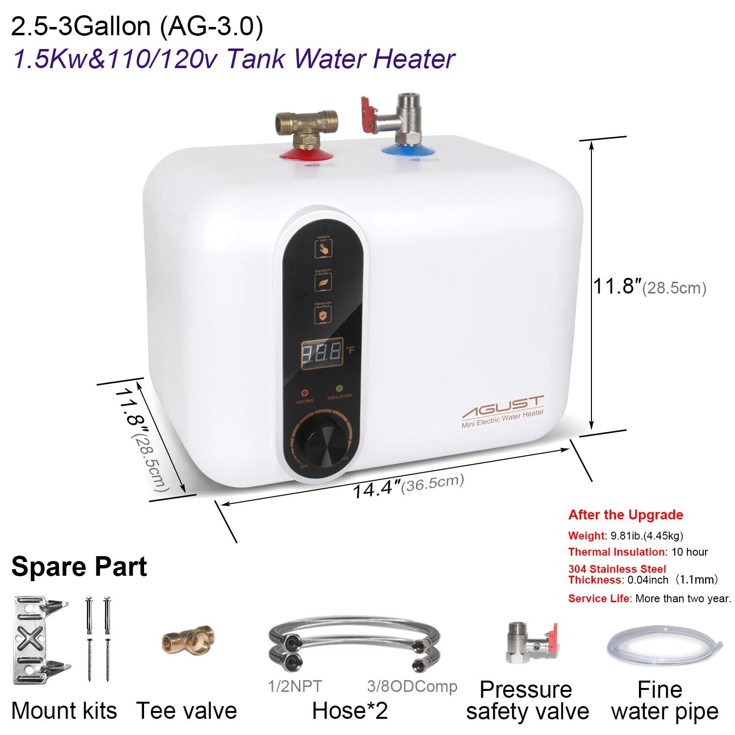 Compact White Electric Tankless Water Heater with LED Display
