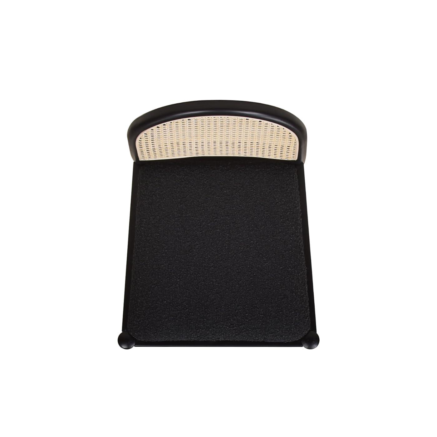 NicBex Dining Chairs Set of 2 Upholstered Chair Curved Back Cane Rattan Counter Stools, Fabric Accent for Kitchen, Bedroom, Black