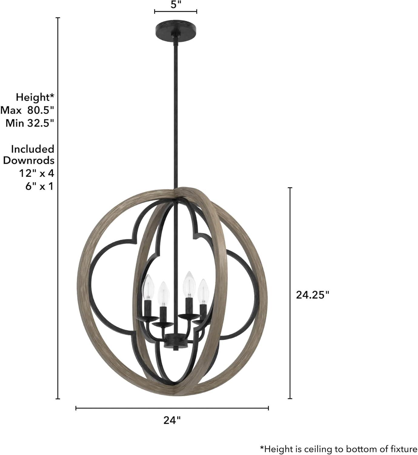 19096-Hunter Fans-Gablecrest 4-Light Pendant in Transitional Style-24 Inches Wide by 24 Inches High-Painted Concrete Finish