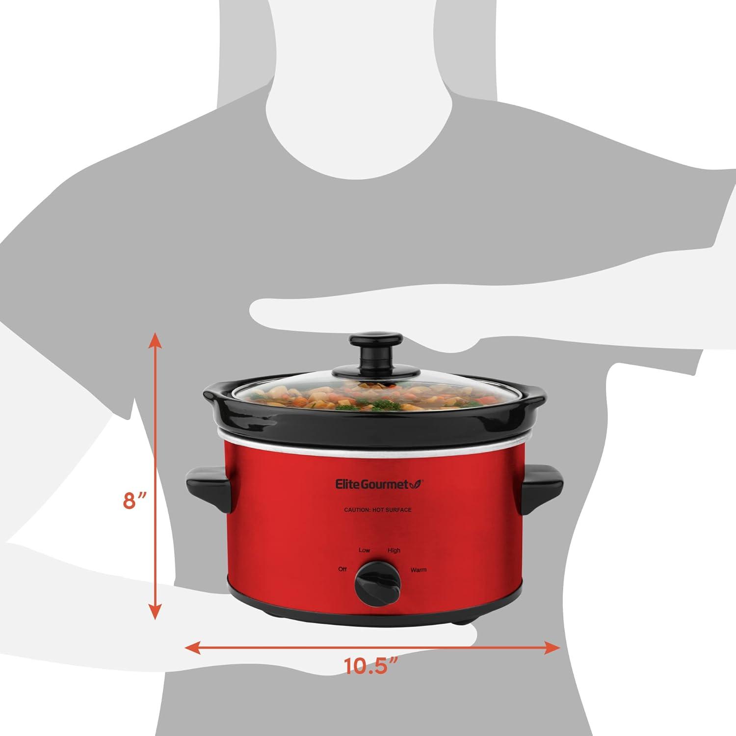 Metallic Red 2-Quart Stainless Steel Slow Cooker