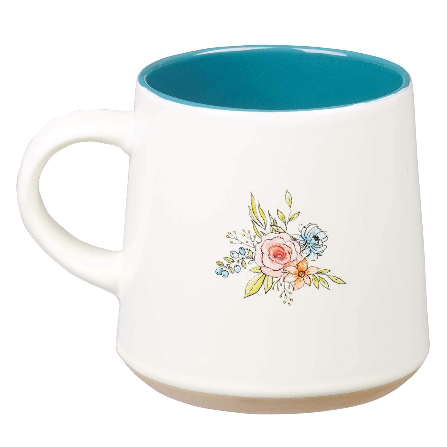 My Favorite People Call Me Grandma Clay Base Ceramic Coffee Mug for Grandmothers  Floral Peach & Ivory Cup for Coffee/Tea, Dishwasher Microwave Safe, 14oz