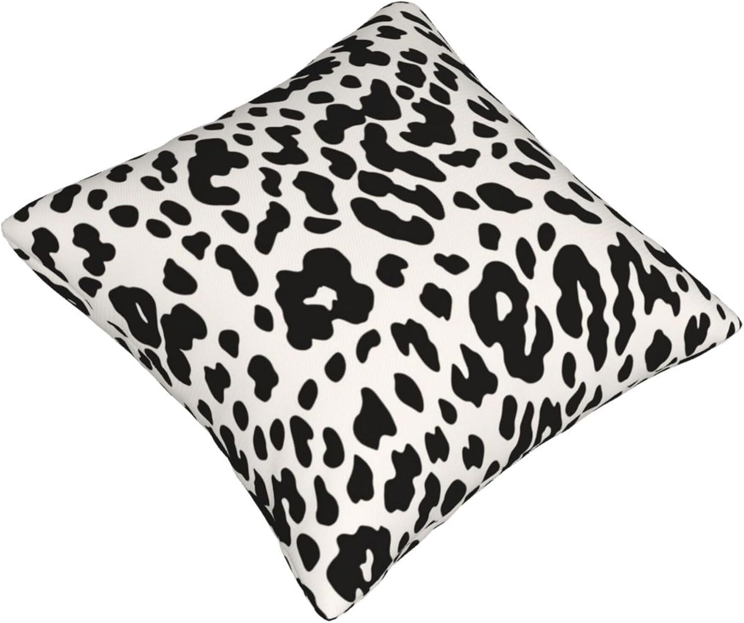 Black and White Leopard Print Polyester Euro Pillowcase