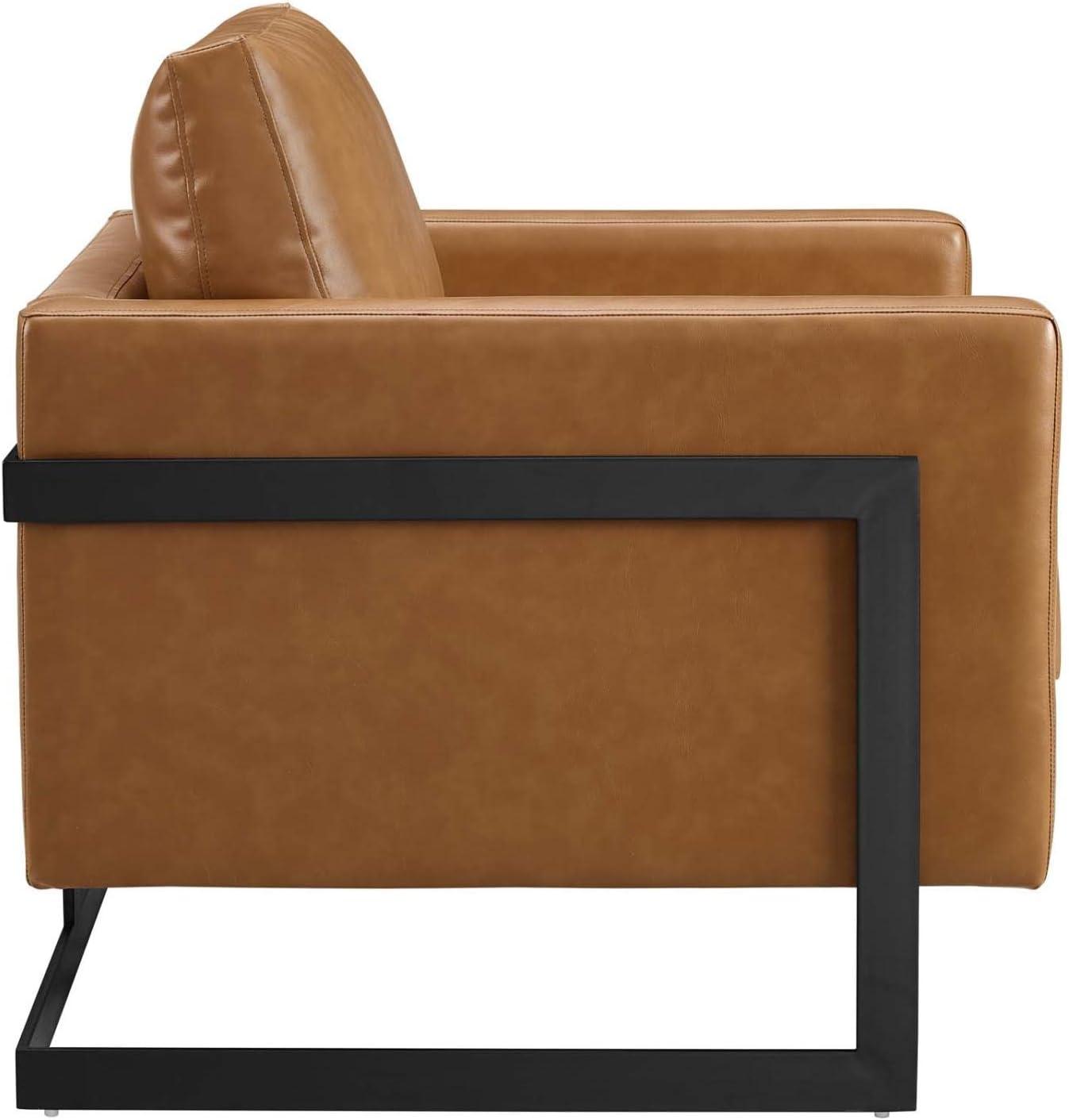 Posse Vegan Leather Accent Chair Black Tan