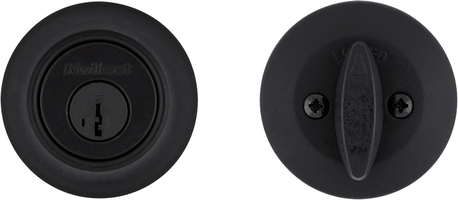 Matte Black Round Single Cylinder Deadbolt Lock