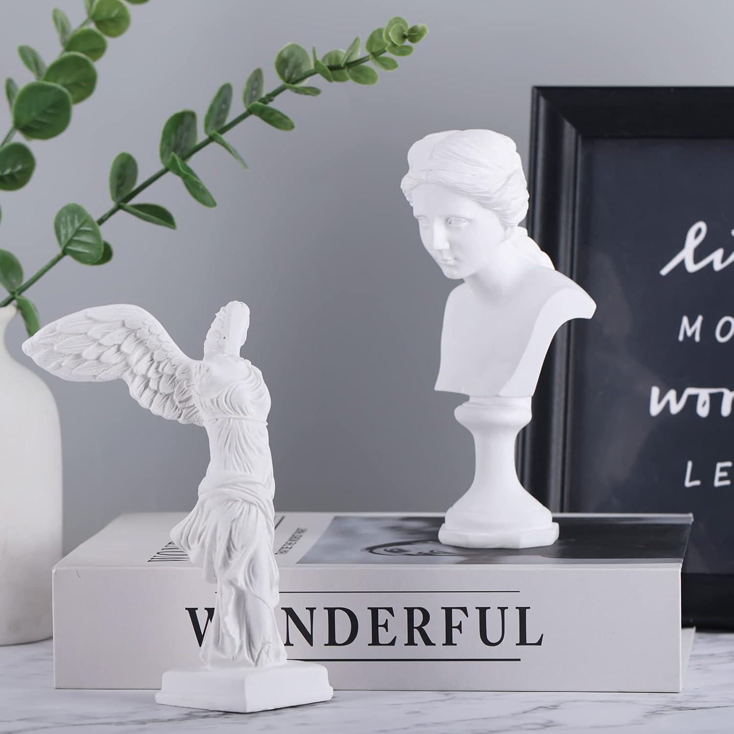 Winged Victory Goddess Statue Crafted in Resin for Home Decor White 10.2 Inches