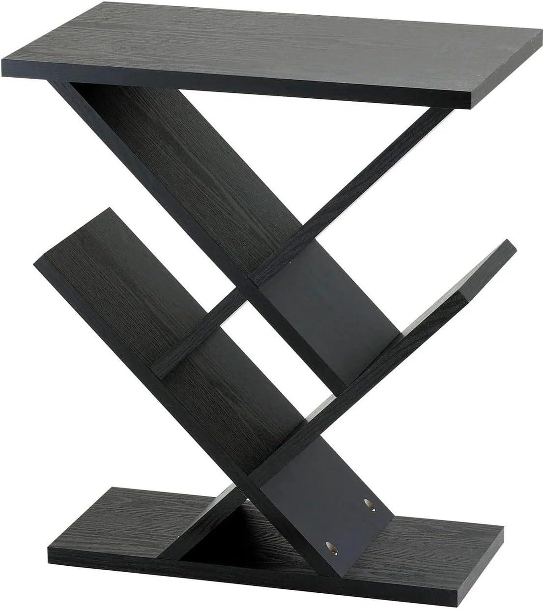 Adesso Zig Zag Accent Table Black Walnut : Mid-Century Modern, 19x12, Spot Clean, No Tools Assembly