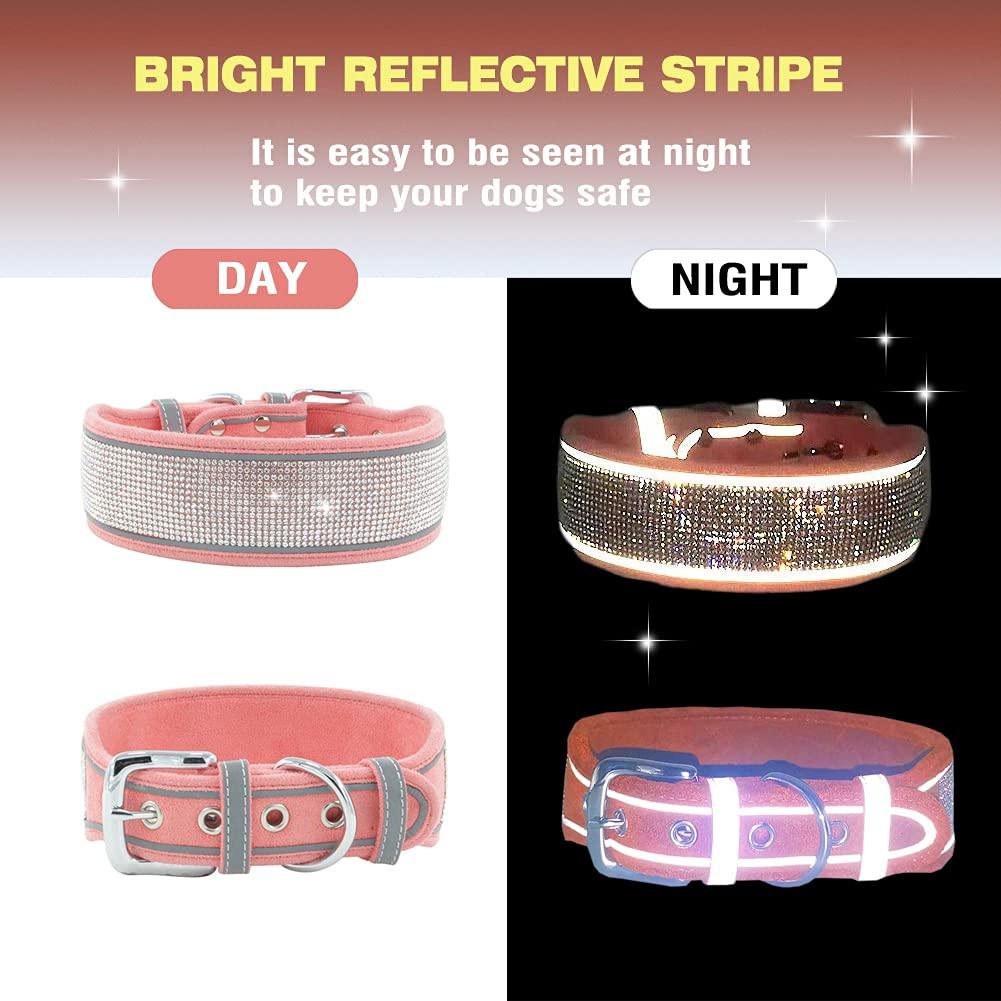 Bling Dog Collar For Large Dogs - 2 Inch Wide Rhinestones For Girls, - pink