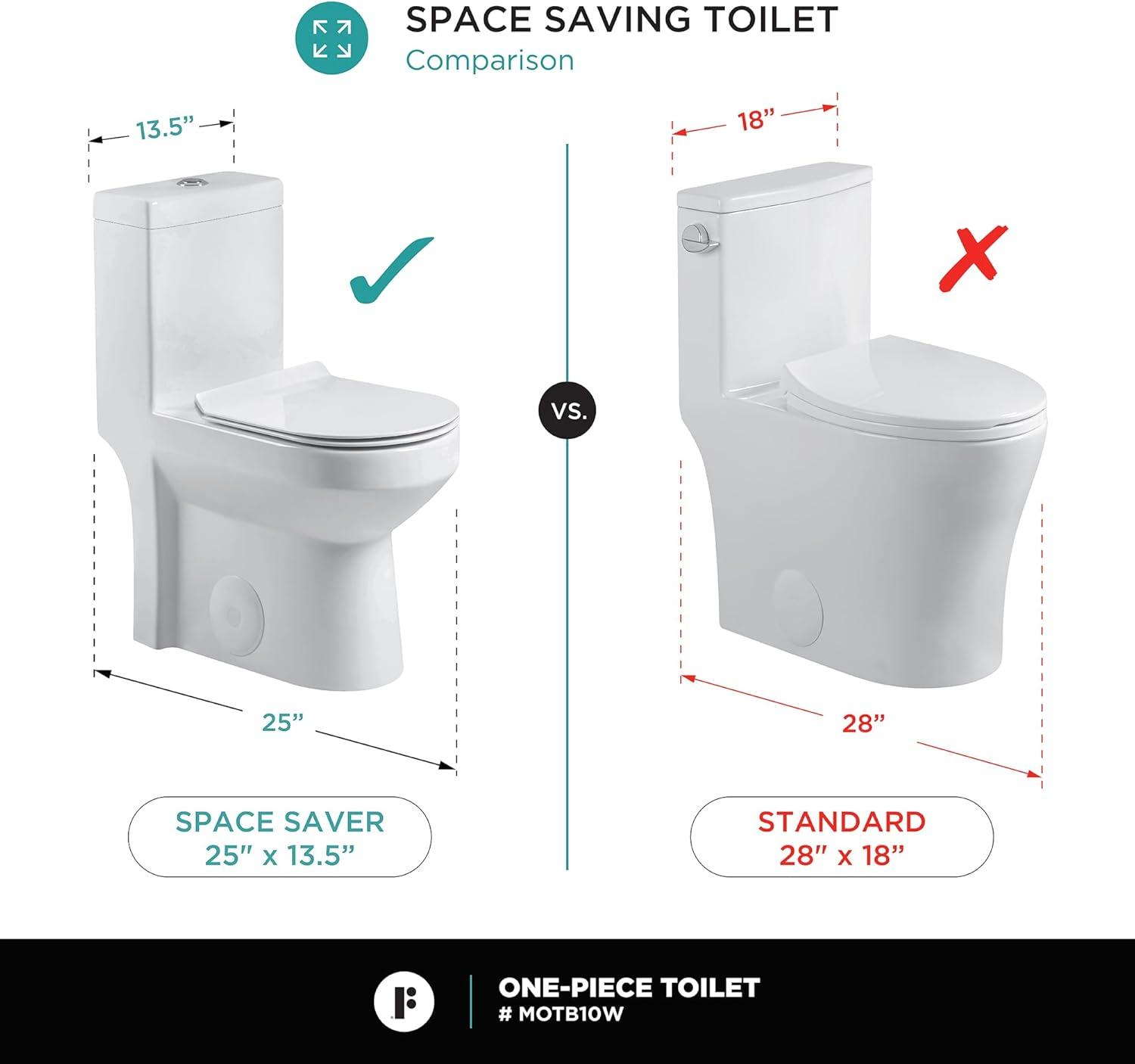 Compact White Ceramic Round One-Piece Dual Flush Toilet