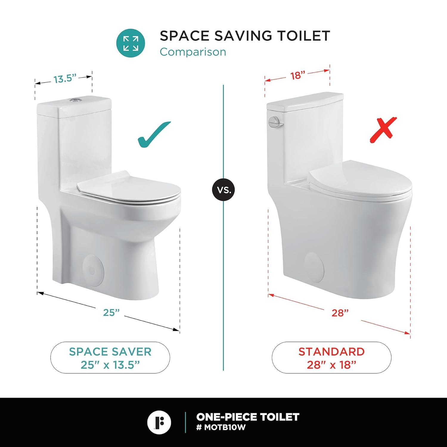 Compact White Ceramic Round One-Piece Dual Flush Toilet