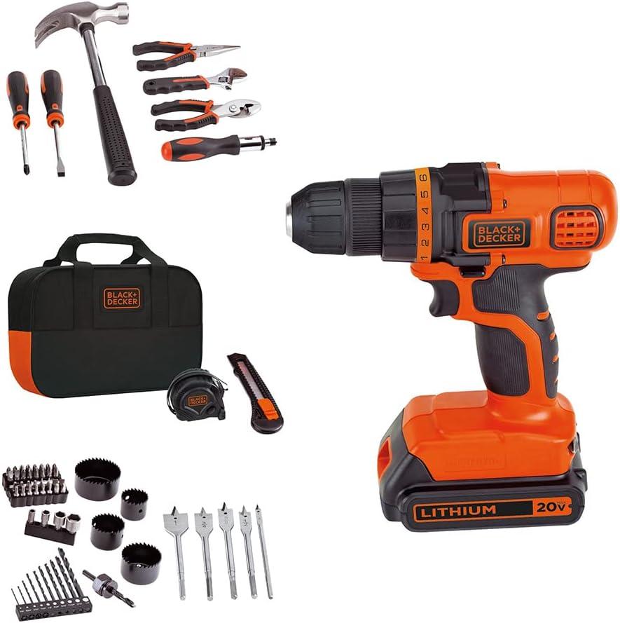 BLACK+DECKER 20-Volt MAX* Lithium Drill/Driver & 68-Piece Project Kit, LDX120PK