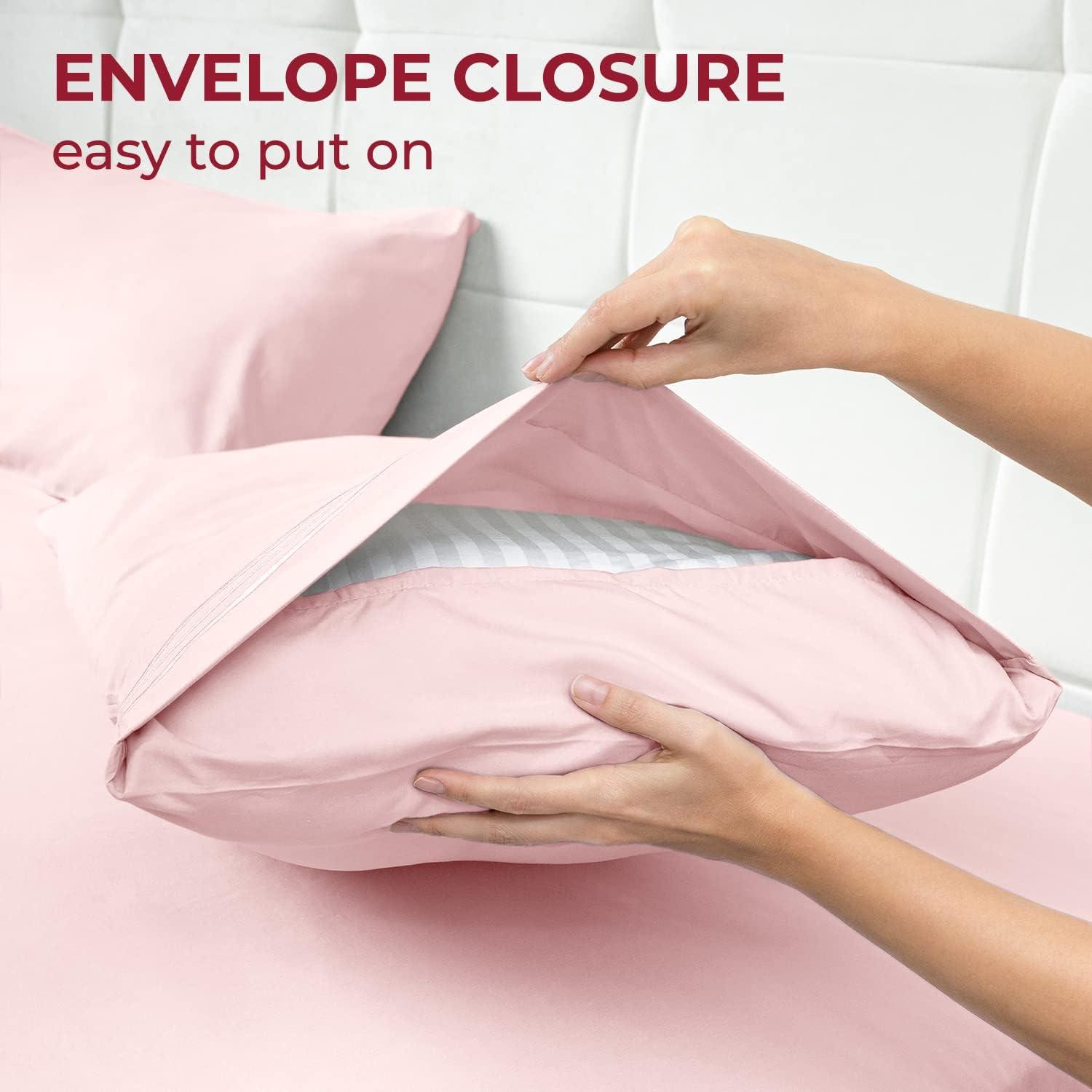 Mellanni Brushed Microfiber Pillowcase Set of 2, King, Blush Pink