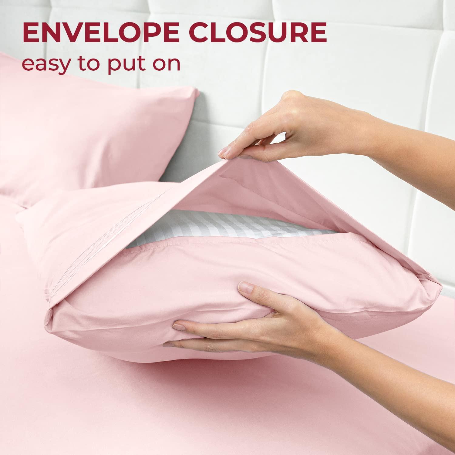 Mellanni Brushed Microfiber Pillowcase Set of 2, King, Blush Pink