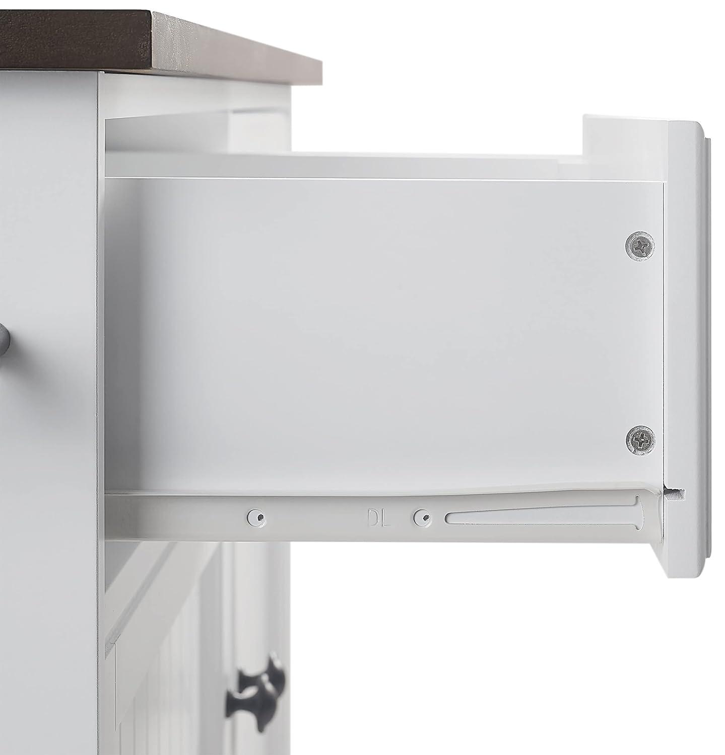Crosley Shoreline Kitchen Island White/Dark Brown: Adjustable Shelves, Towel Bar, MDF & Veneer Storage Cart