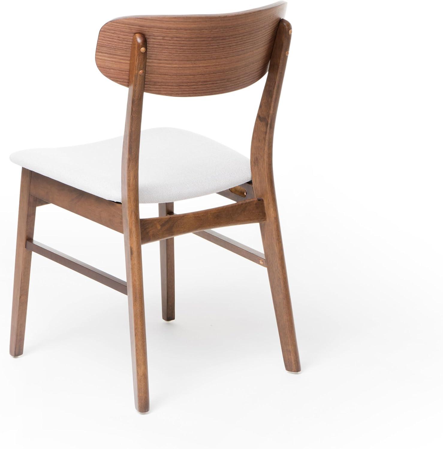 Christopher Knight Home Set of 2 Lucious Dining Chair Light Beige/Walnut: Upholstered, Rubberwood Legs, Scandinavian Style