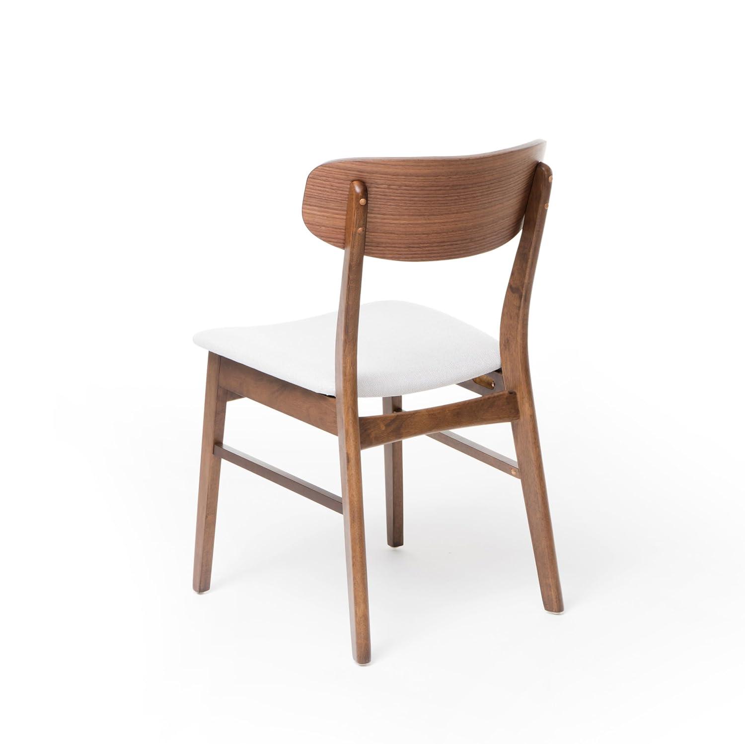 Christopher Knight Home Set of 2 Lucious Dining Chair Light Beige/Walnut: Upholstered, Rubberwood Legs, Scandinavian Style