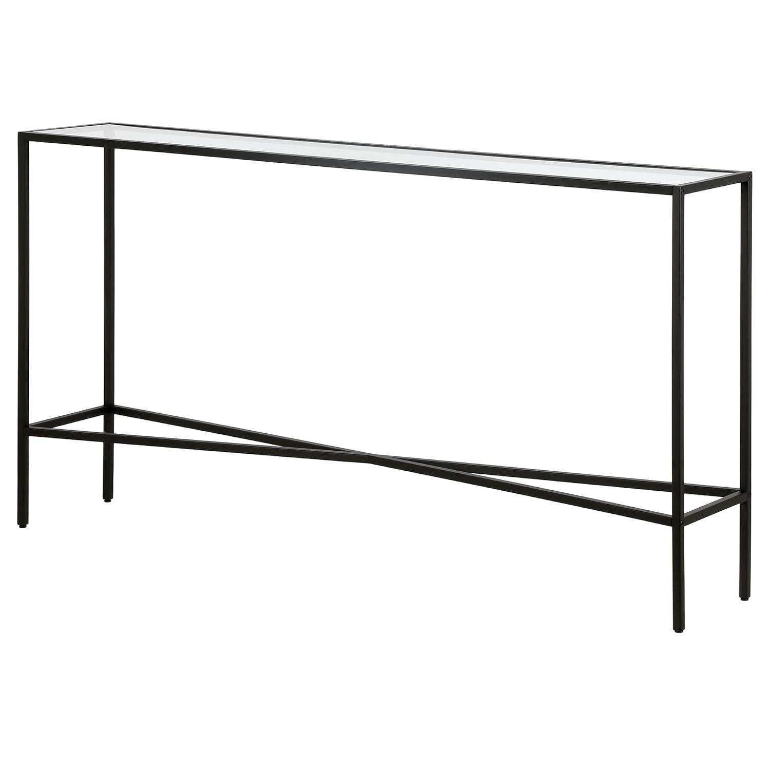 55" Black Bronze Console Table with Glass Tabletop - Henn&Hart