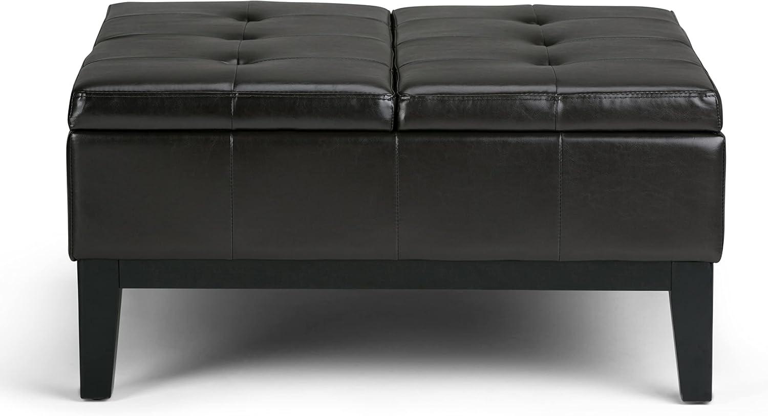 Tanner's Brown Faux Leather Tufted Storage Ottoman