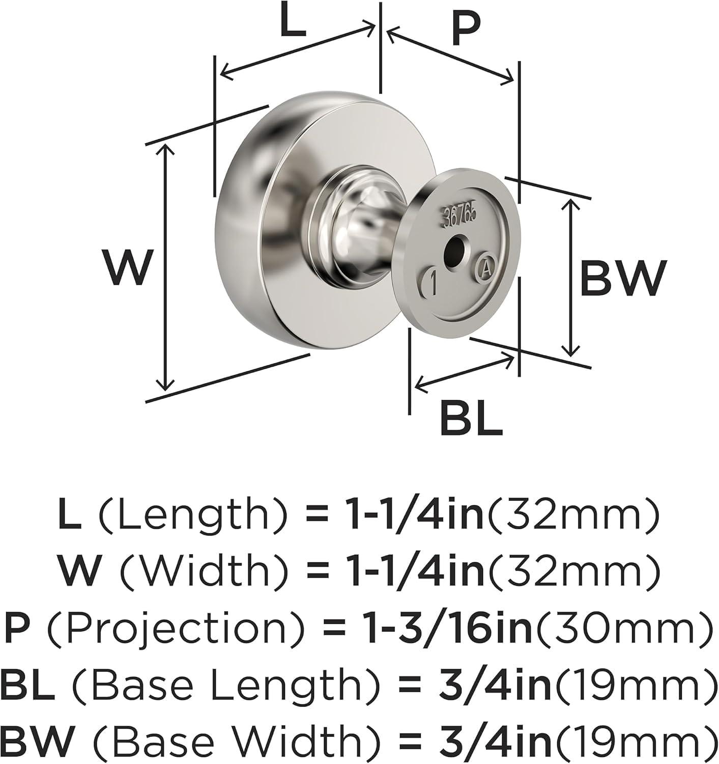 Amerock Winsome 1-1/4 inch (32mm) Diameter Polished Nickel Cabinet Knob
