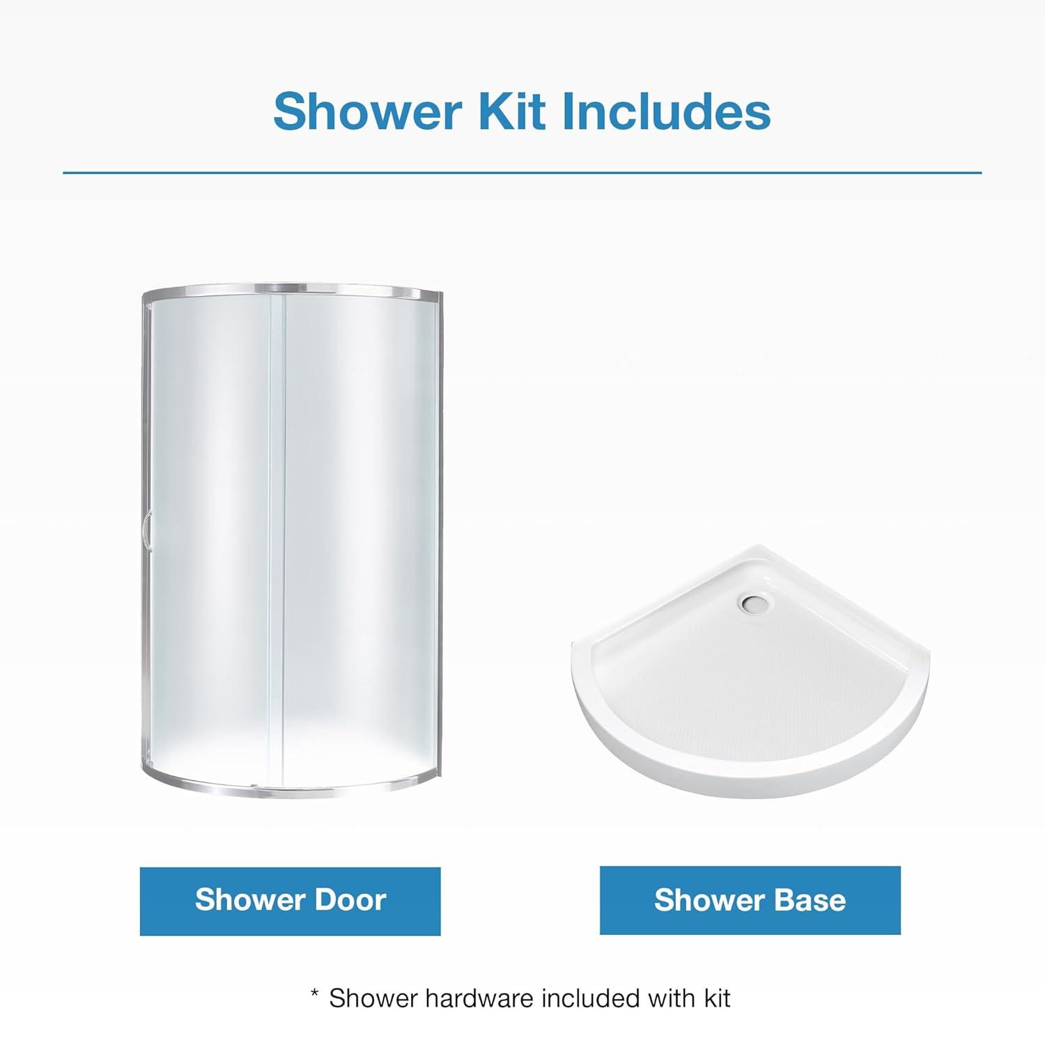 OVE Decors Breeze 35 in. Round Shower Kit w/ Frosted, Base
