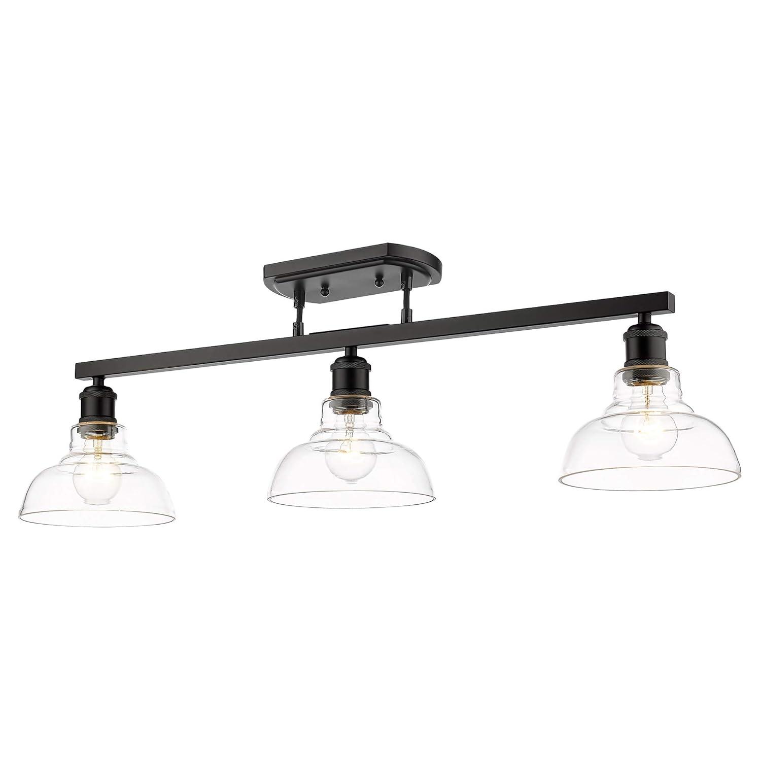 Golden Lighting Carver 3-Light Semi-flush in Matte Black with Clear Glass