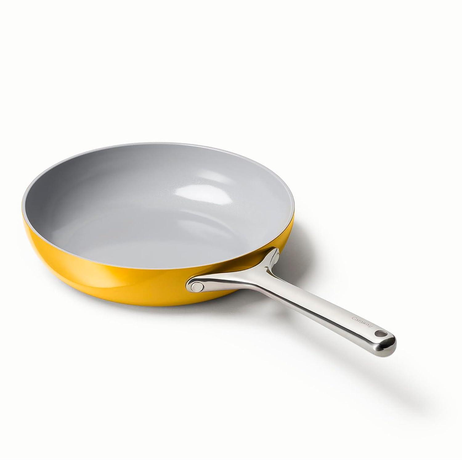 Caraway Home 10.5" Fry Pan Marigold: Nonstick Ceramic, Stainless Steel Handle, Oven-Safe, Induction Compatible
