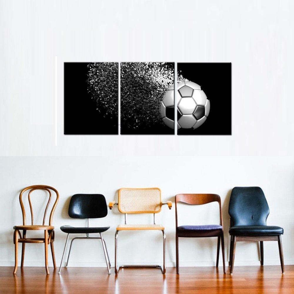 Black and White Soccer Ball Canvas Print Set for Kids' Room