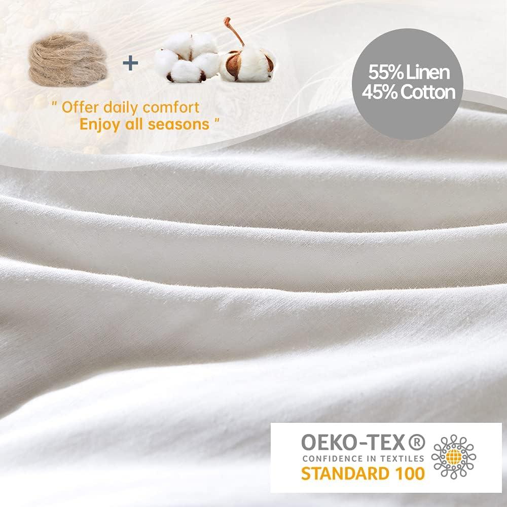 Twin Natural Flax Cotton Blend Duvet Cover Set