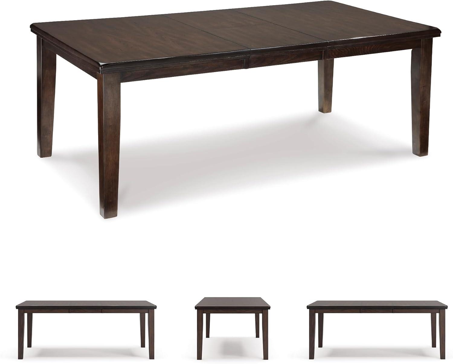 Signature Design by Ashley Haddigan Rectangular Extendable Dining Table Dark Brown: Seats 8, Wood Veneer, Butterfly Leaf