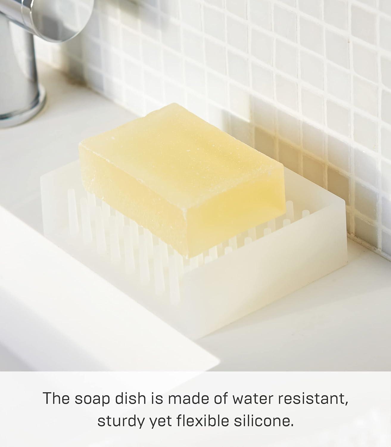 Yamazaki Home Yamazaki Home Self Draining Soap Tray - Floating Holder Dish For Sink, Silicone, No Assembly Req.