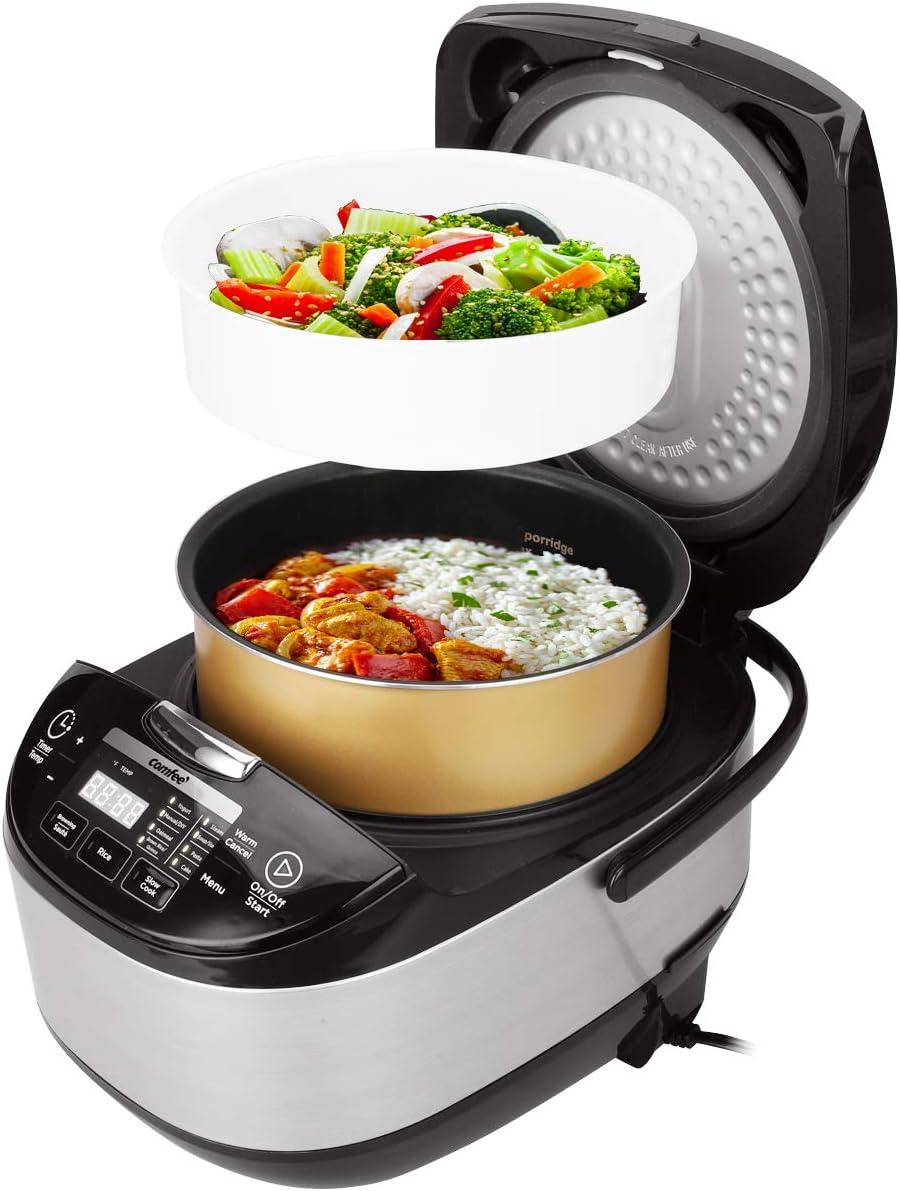 Comfee Multi-Function 10-Cup Electric Rice Cooker, Black - 11 Digital Cooking Programs
