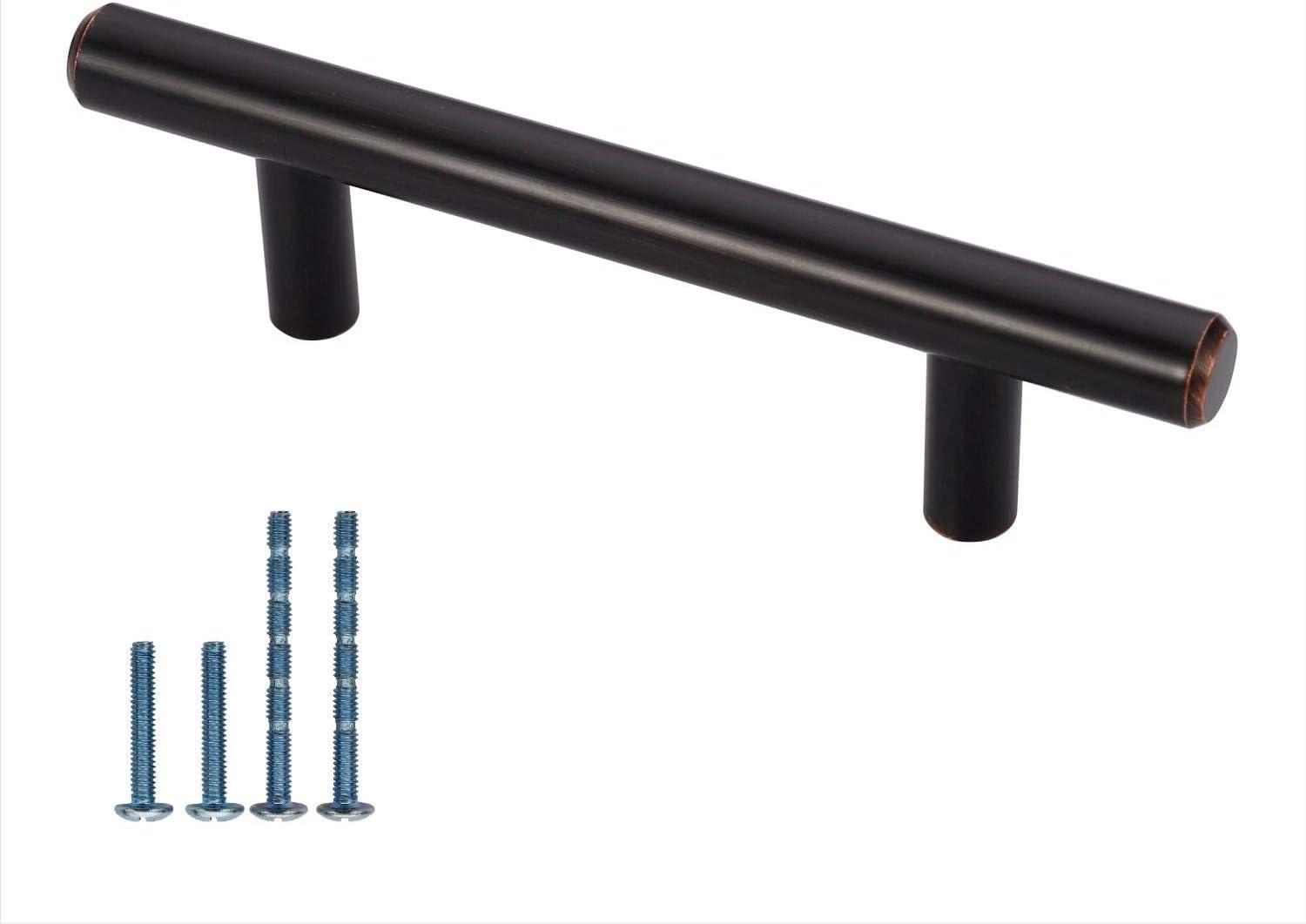 Oil Rubbed Bronze Modern Bar Cabinet Pulls with Mounting Hardware