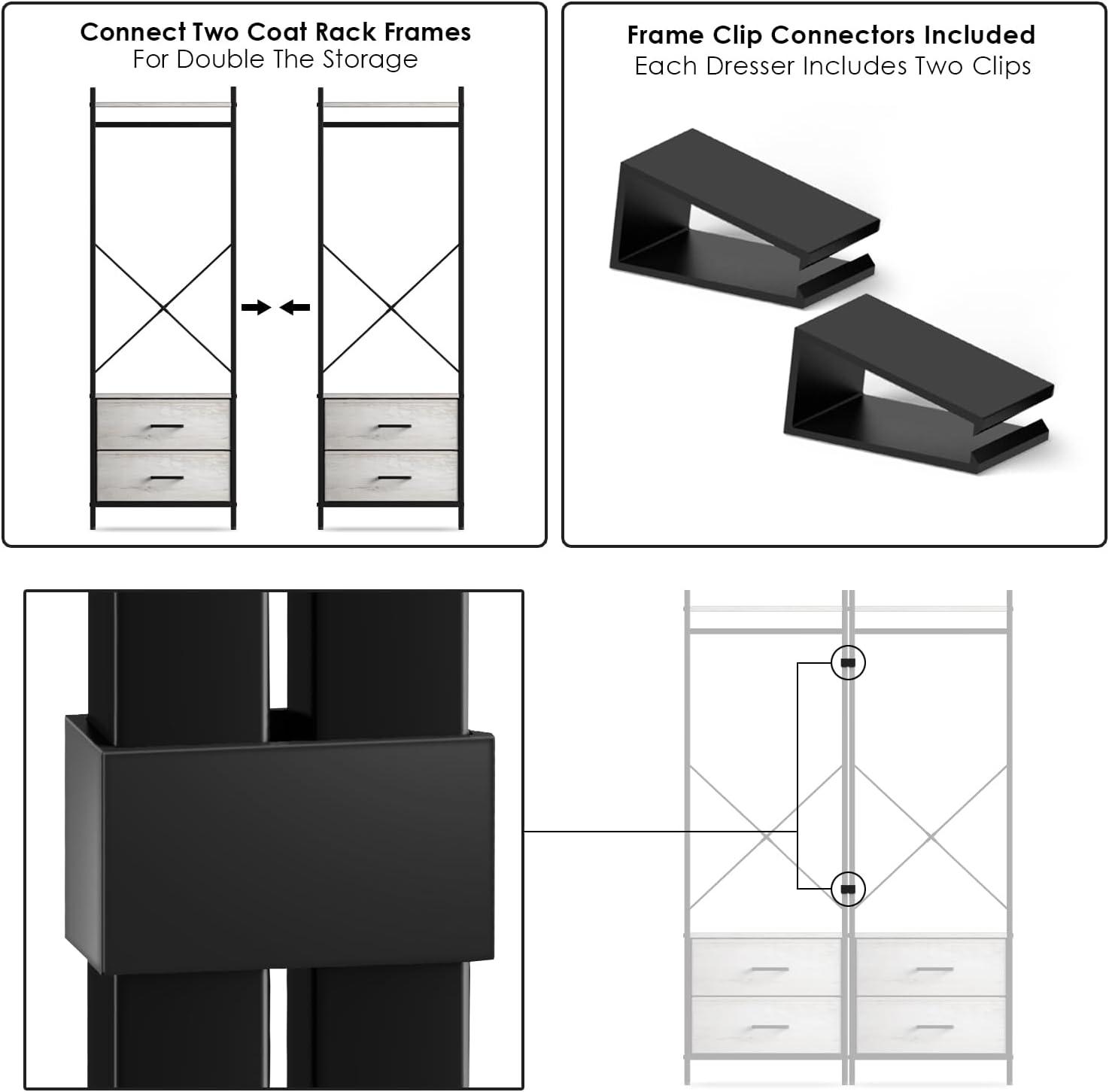 Sorbus Clothing Rack with Drawers – Tall Garment Rack with Wood Top, Steel Frame & Fabric Drawers – Stand Alone Closet Organizer, Greige