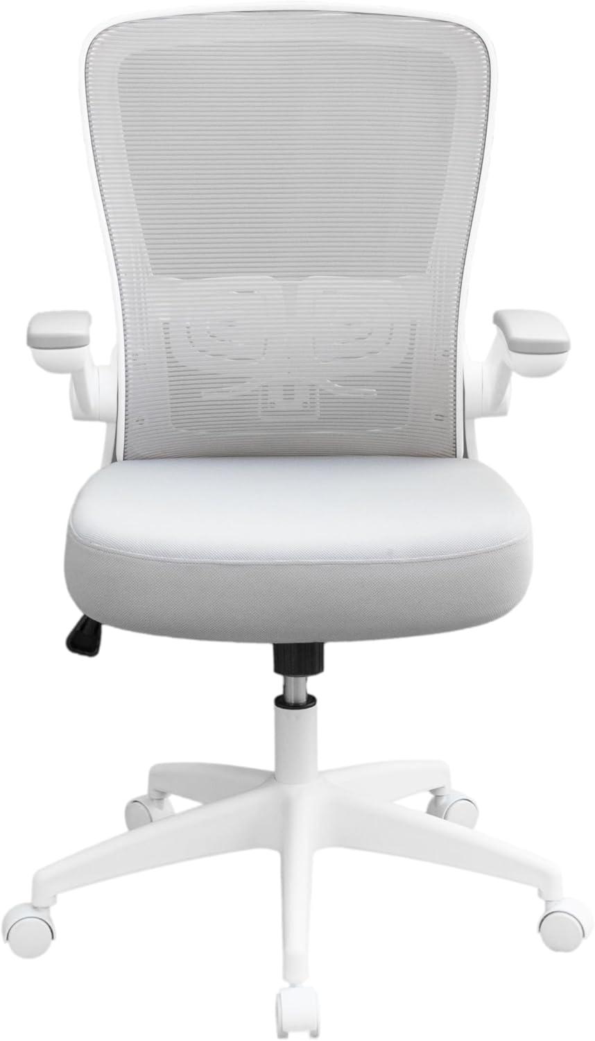 Boss Grey Mesh, Flip Arm, Task Chair, White Frame