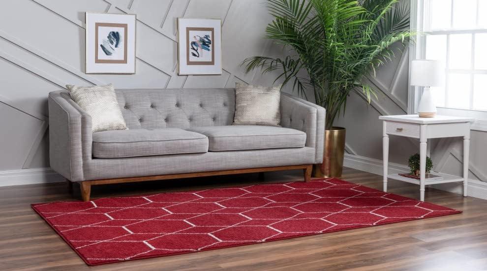 Unique Loom 8' 0 x 10' 0 Trellis Frieze Geometric Red Area Rug