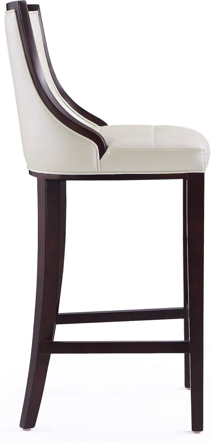 Set of 3 Fifth Avenue Upholstered Beech Wood Faux Leather Barstools - Manhattan Comfort