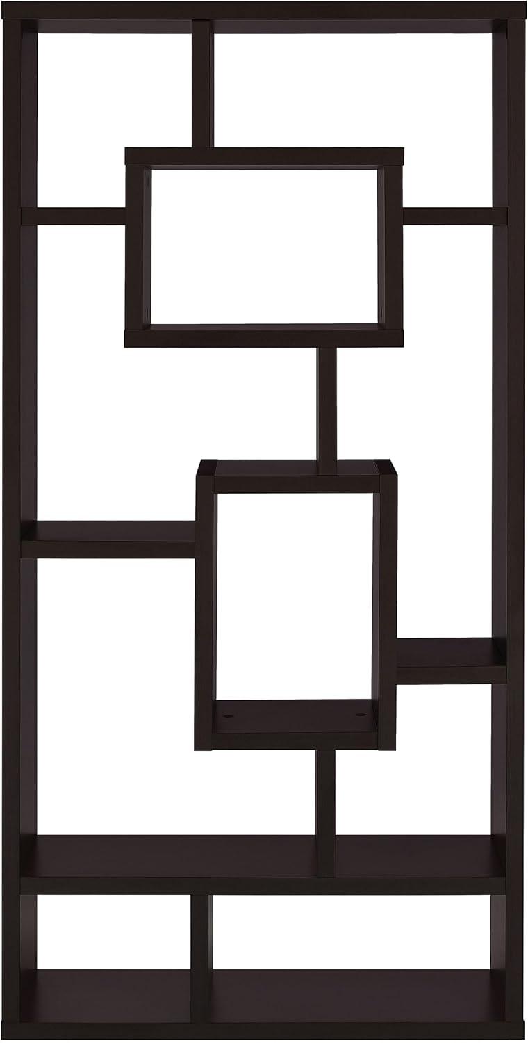 Howie Espresso 10-Shelf Geometric Bookcase