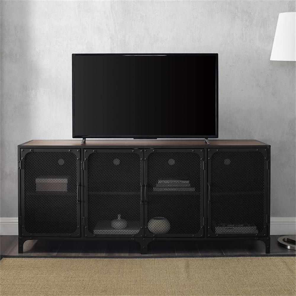 Sona 60" Industrial TV Stand with Adjustable Shelves in Dark Walnut