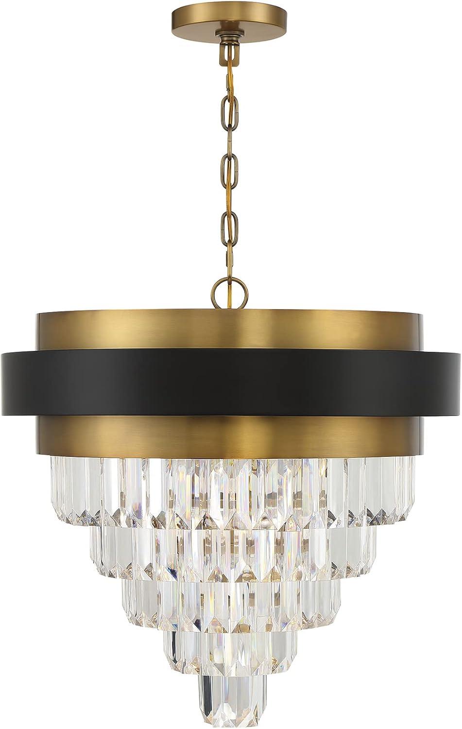 Marquise 4-Light Chandelier in Matte Black with Warm Brass Accents