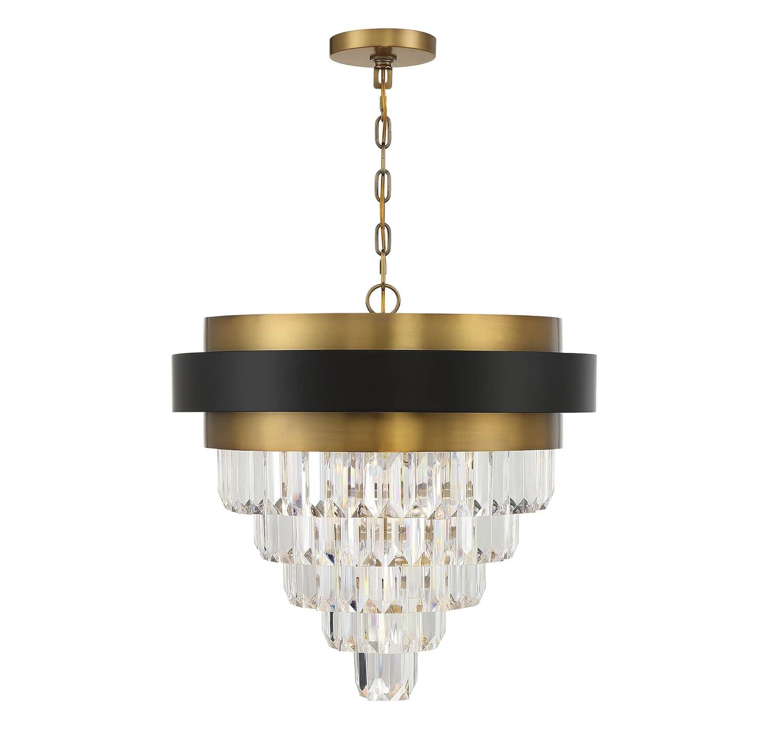 Marquise 4-Light Chandelier in Matte Black with Warm Brass Accents