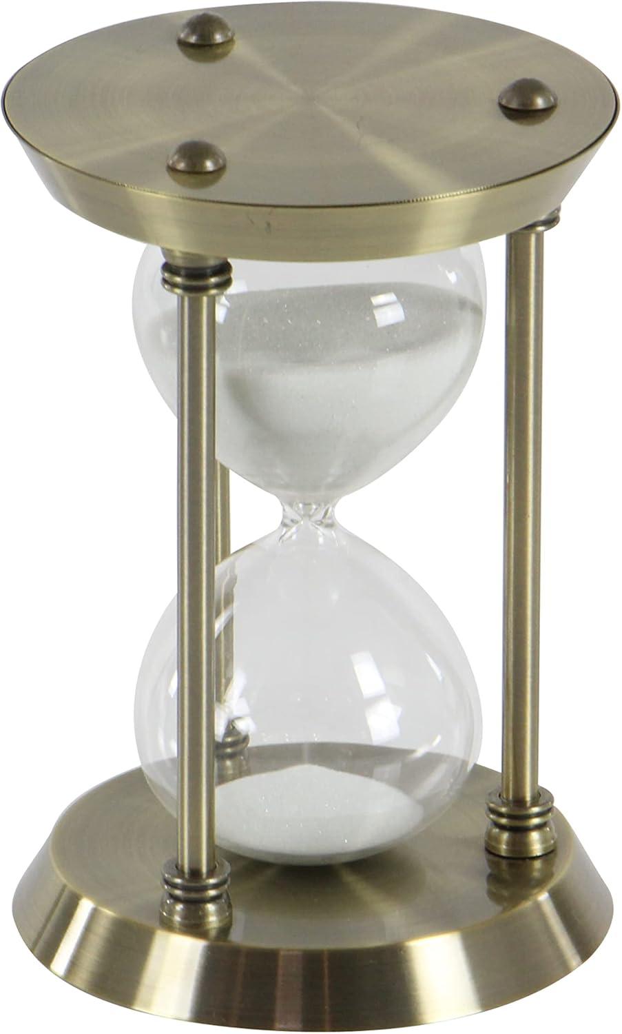 DecMode 6" x 9" Brass Metal Hourglass Sand Timer, 1-Piece