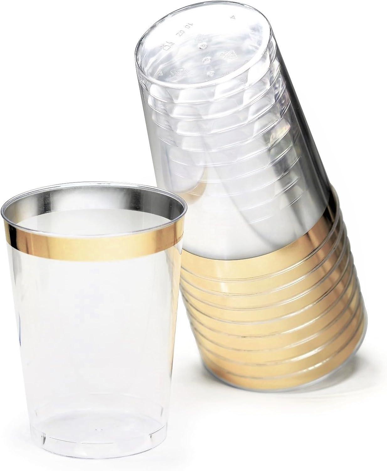 " OCCASIONS " 320 Piece set (40 Guests)-Vintage Wedding Party Disposable Plastic Plates & cutlery -40x10.25''+ 40x7.5'' +Gold Silverware + Gold rim Cups + Napkins (Portofino Plain Ivory)