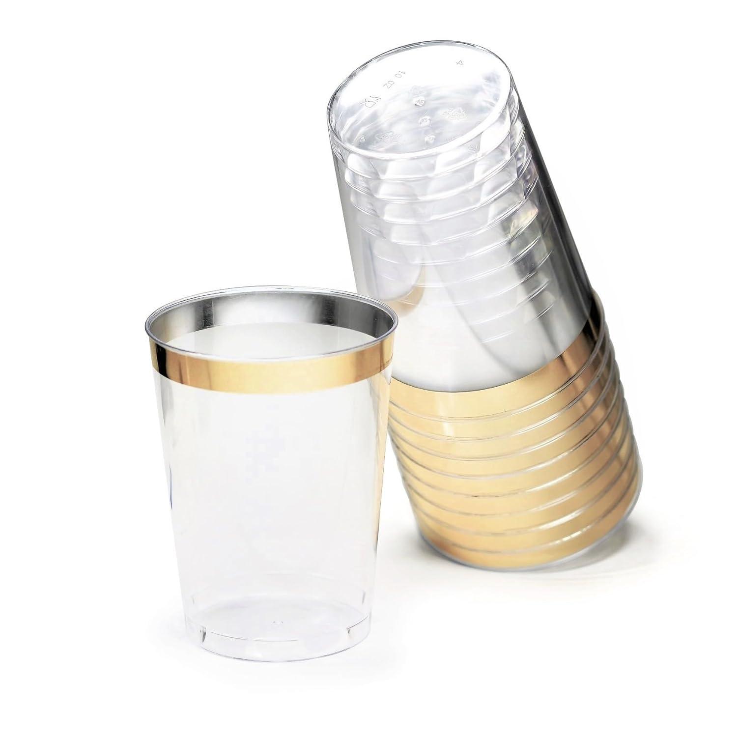 " OCCASIONS " 320 Piece set (40 Guests)-Vintage Wedding Party Disposable Plastic Plates & cutlery -40x10.25''+ 40x7.5'' +Gold Silverware + Gold rim Cups + Napkins (Portofino Plain Ivory)