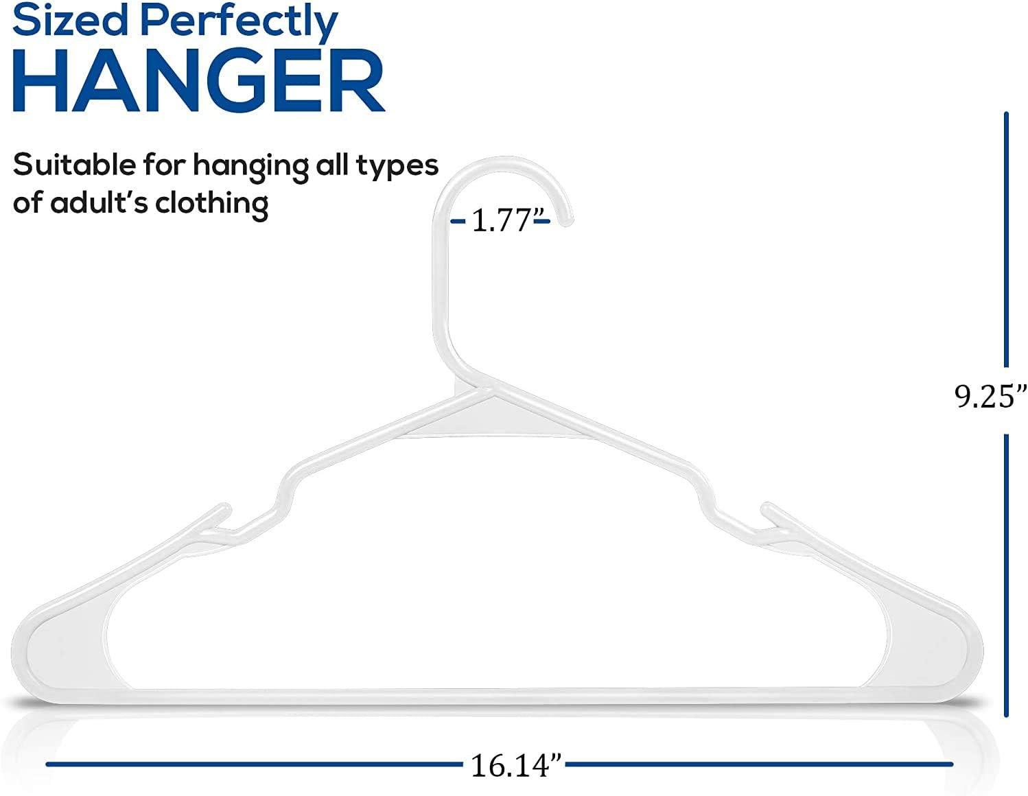 White Plastic Slim Space-Saving Hangers with Shoulder Grooves, 50-Pack