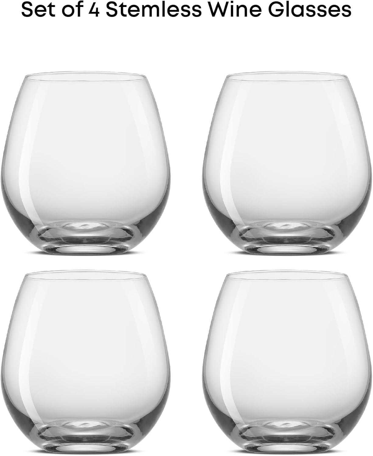 JoyJolt Spirits Stemless Wine Glasses, 15oz.