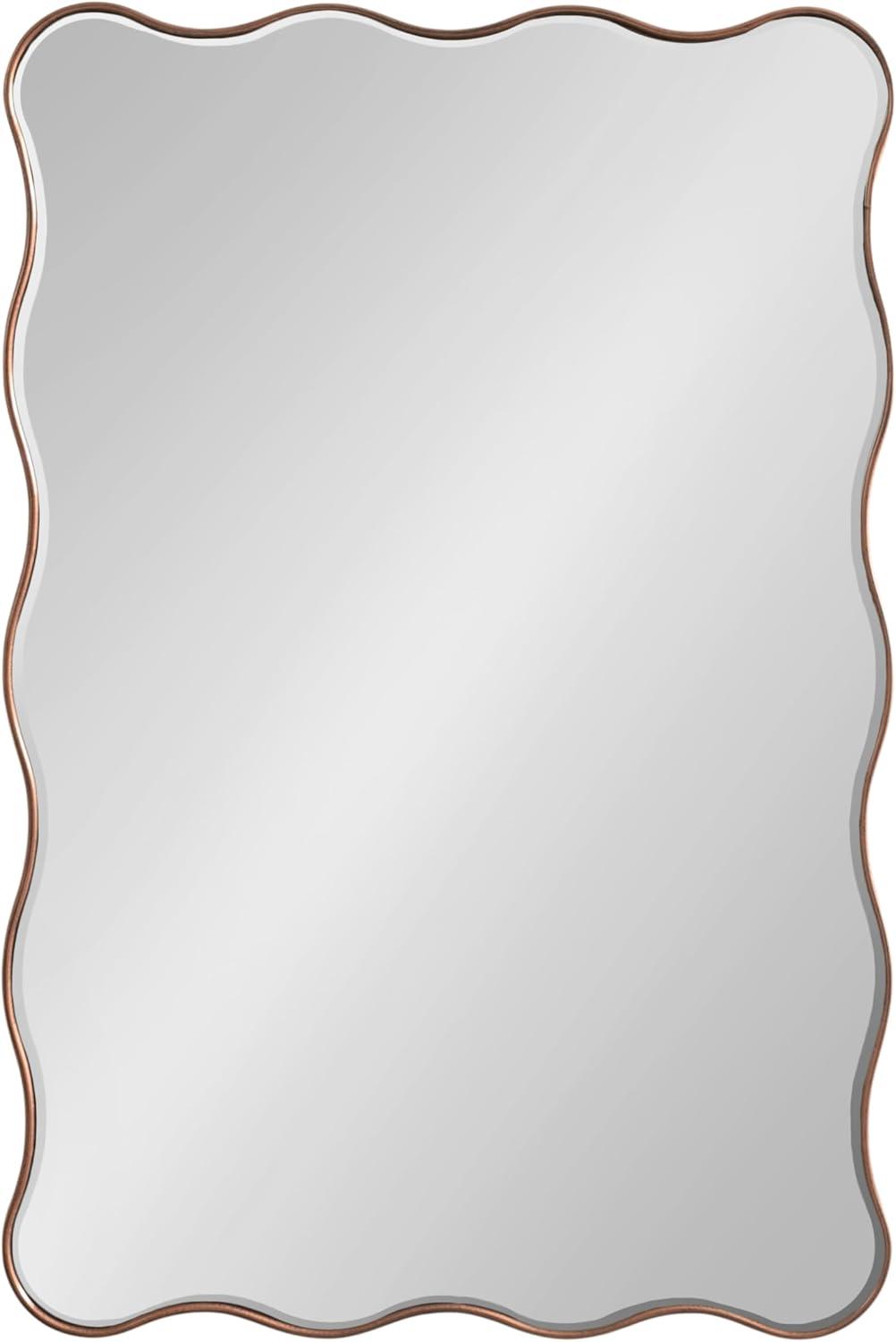 Kate and Laurel Viona Modern Scalloped Rectangle Mirror, 24 x 36, Bronze, Decorative Bathroom Mirror for Over Sink with Unique Rippled Edge for Wavy Wall Decor Accent