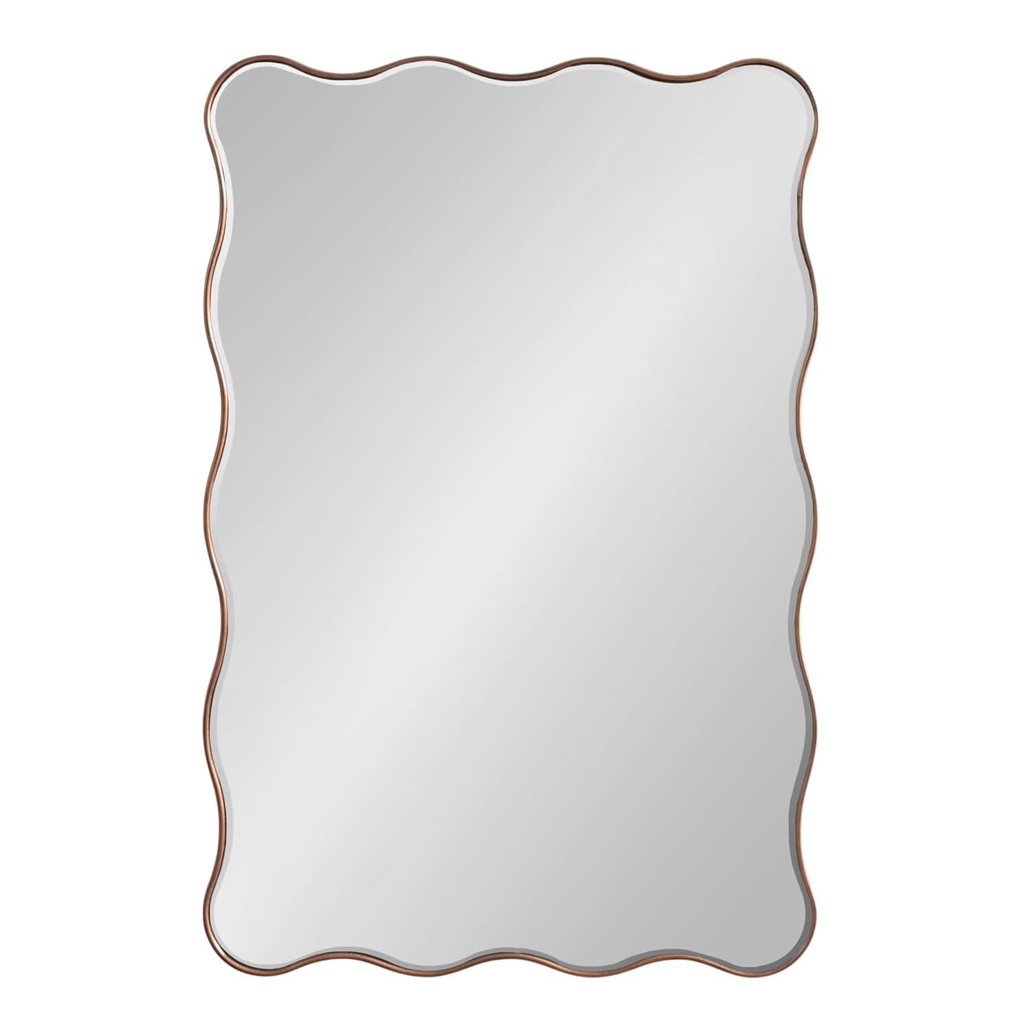 Kate and Laurel Viona Modern Scalloped Rectangle Mirror, 24 x 36, Bronze, Decorative Bathroom Mirror for Over Sink with Unique Rippled Edge for Wavy Wall Decor Accent